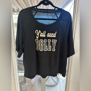 Black Short Sleeve Top with “Y’all Need Dolly” Size L